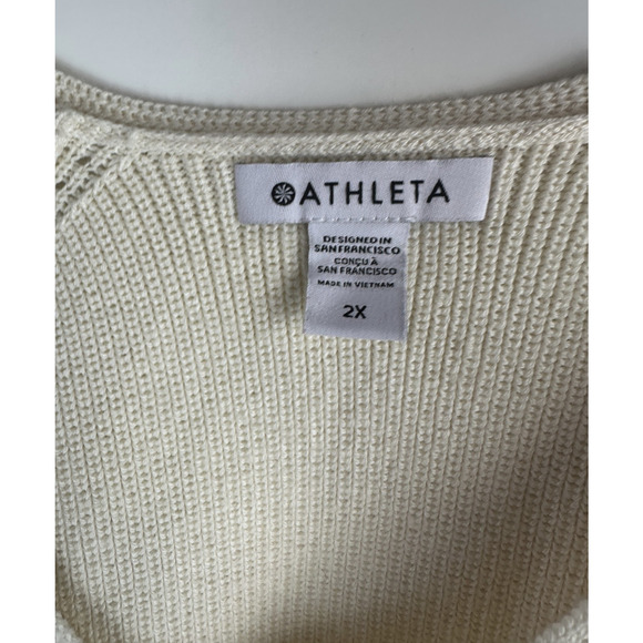 Athleta Hanover V-Neck Sweater Magnolia White Chunky Thick Knit Plus Size 2X - Picture 7 of 13